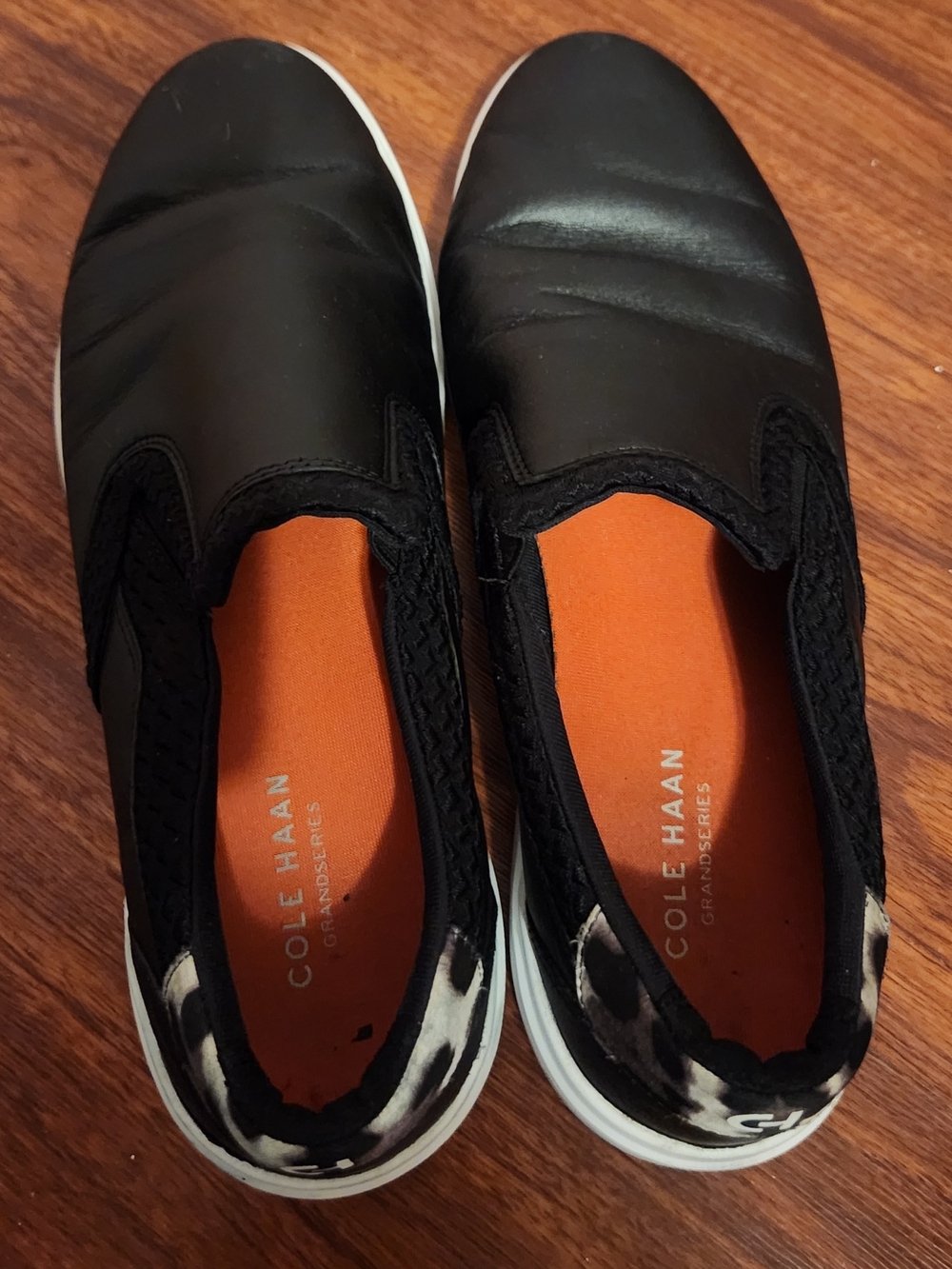 Cole Haan Black Slip-On Sneakers with Orange Insole
